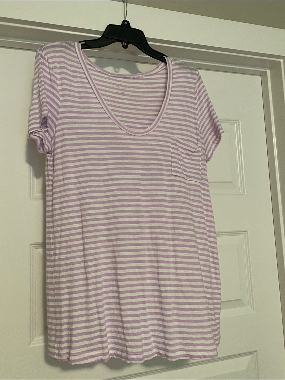 Caslon Lavender & White Striped Scoop Neck Tee